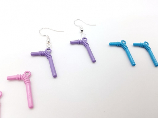 Preview: Mini Strohhalm Ohrhänger farbig